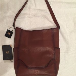 Frye hobo cognac purse handbag side pockets
